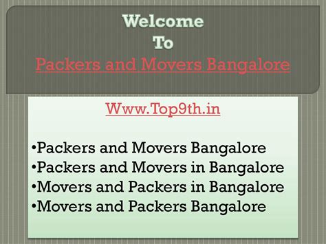 We at packers movers deals provide reliable, best, well trained and cheapest packers and movers in delhi by simply hire. Packers and Movers Bangalore @ http://www.top9th.in ...