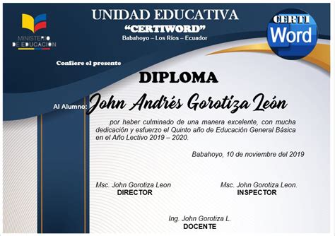 Diploma Modern Editable En Word Certificados E Imprimibles En Word F1d