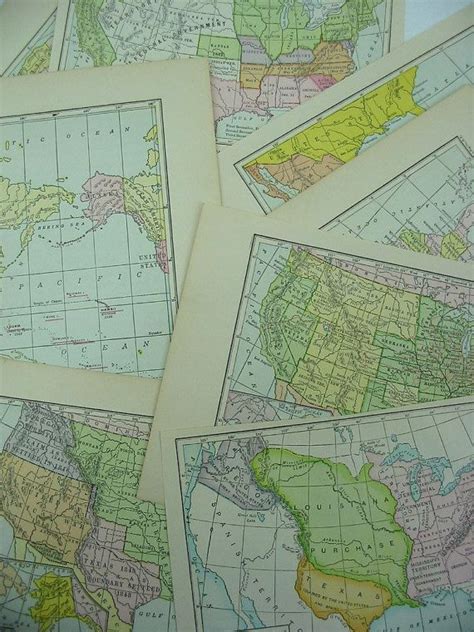 12 Vintage Color Maps Atlas Collage Altered Art Scrapbook Etsy Map