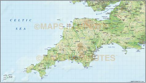 South West England County Map With Regular Relief 1000000 Scale In
