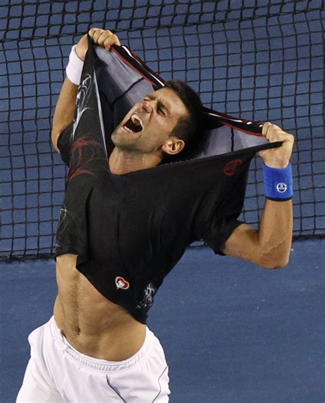 Australian Open 2012 Men’s Singles Final Novak Djokovic Goes Shirtless To Celebrate Win Over