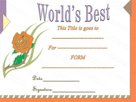 Classic Worlds Best Award Certificate Template Awards Certificates