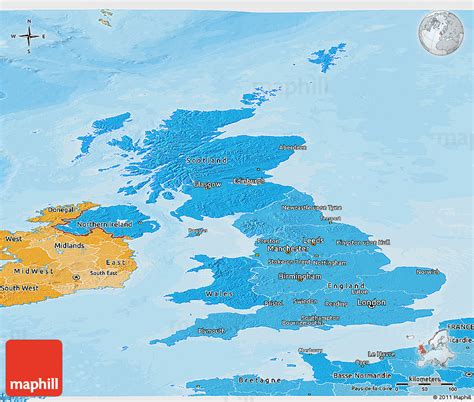 Political Shades Panoramic Map Of United Kingdom