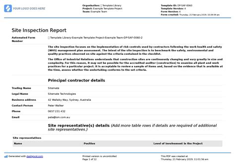 An inspection report is an objective and not a subjective report. Site Inspection Report: Free template, sample and a proven ...