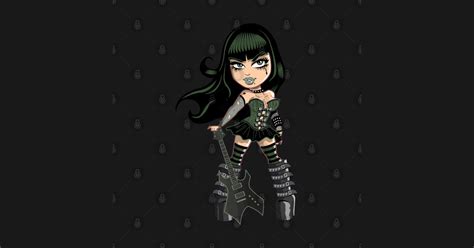 Sexy Goth Girl Dark Cartoon Gotic Chic Gothic Drawing Rock Metal Fan Groupy On Platform Shoes