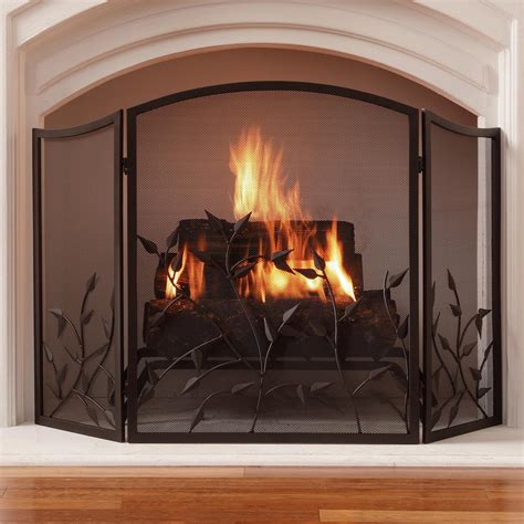 Steel Fireplace Screen Lightweight Spark Protection Decorative Folding