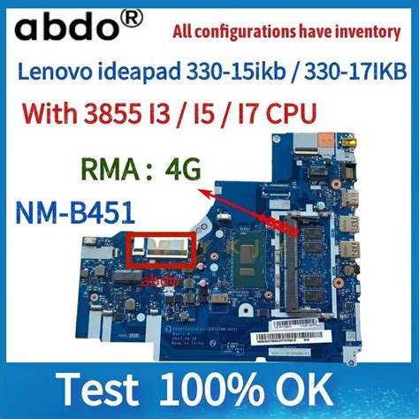 Nm B451 Mainboardfor Lenovo Ideapad 330 15ikb 330 17ikb Laptop