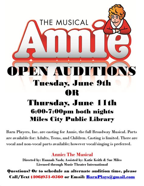 Auditions Annie The Musical 69 And 611 Movies Music