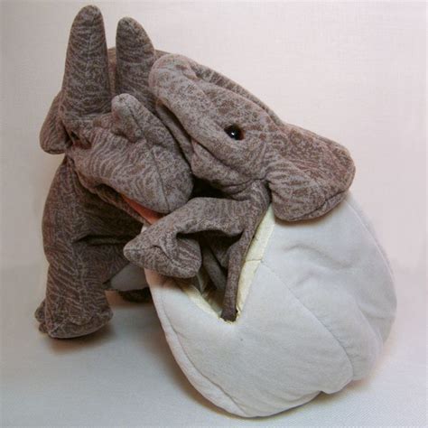 Folktails Triceratops Dinosaur And Baby Hatchling In Egg 2 Plush Puppets