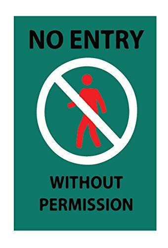 VVWV No Entry Without Permission Sign Sticker For Public Private