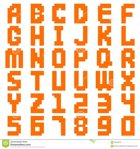 Alphabet Abstract Pixel Art All Letters And Number Design Vector