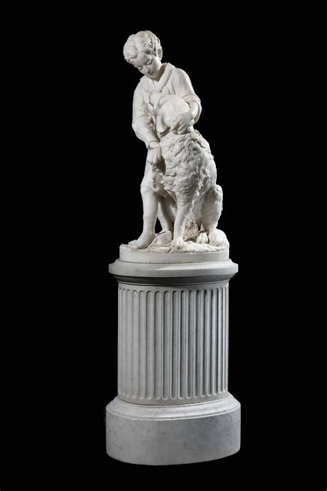 Carved Antique Marble Statue Of A Boy And Dog At 1stdibs