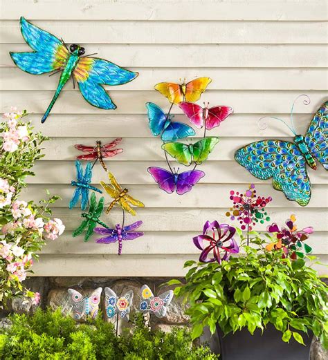 Iridescent Metal Butterfly Wall Art Plow And Hearth