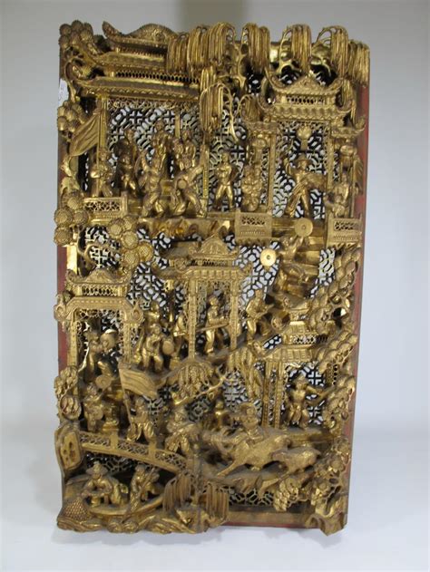 Sold At Auction Antique Chinese Gilt Wood Carved Panel