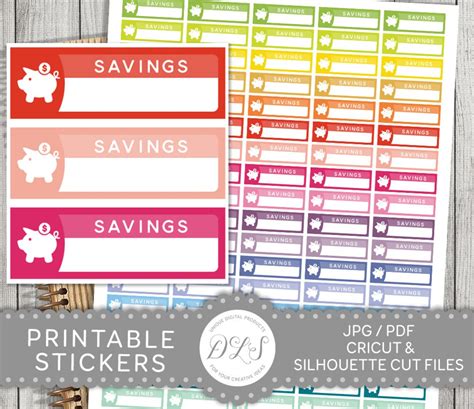 Savings Stickers Savings Planner Stickers Printable Savings Etsy