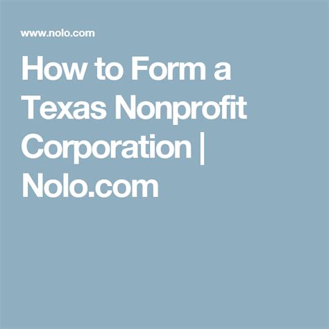 How To Form A Texas Nonprofit Corporation Non Profit