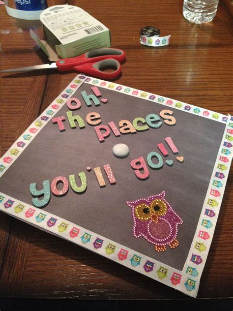 Fantasy is a necessary ingredient in living. Graduation cap for 2014. Dr seuss quote "oh the places you'll go!" | Graduation cap decoration ...