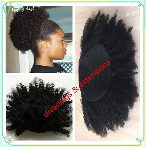 Easy Wear Women Hair Toppershort Human Ponytail Afro Puff Kinky Curly