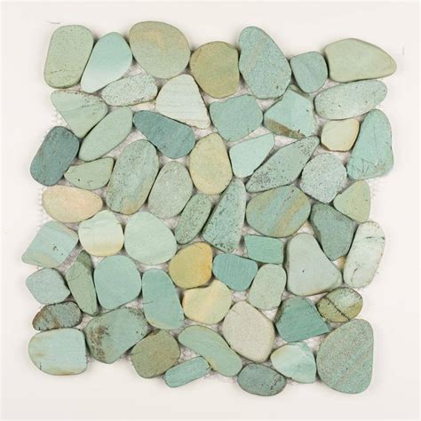Green Pebble Tile Shaved Pebbles Series Natural Stone Mosaics