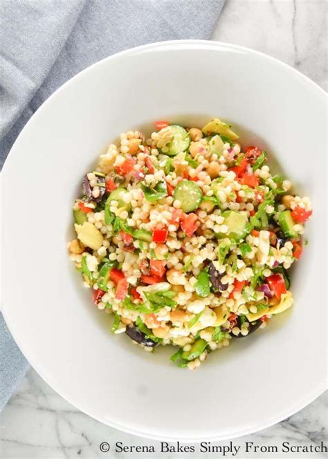 I've made many pasta salads before (see here and here), but i realized that i didn't have a really good classic pasta salad with a vinaigrette dressing on. Mediterranean Couscous Pasta Salad is a simple side dish ...