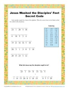 jesus washed  disciples feet secret code bible activities