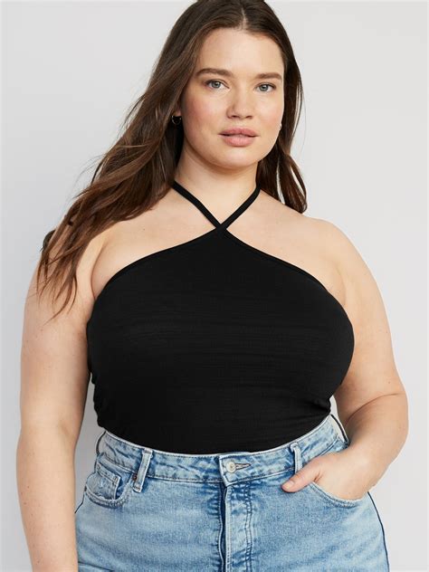 Cropped Smocked Crossover Halter Cami Top For Women Old Navy