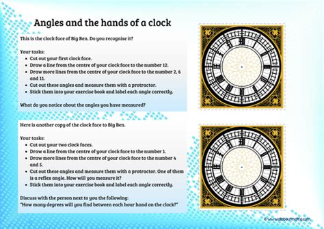 Angles On A Clock Face Worksheet