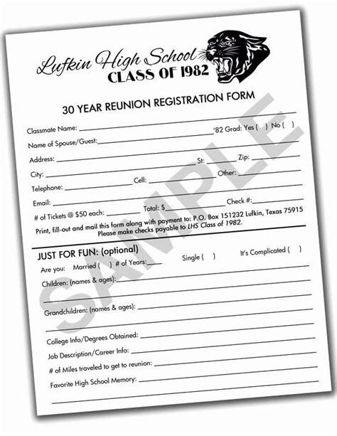 Class Reunion Registration Form Template Fresh Best 25 Registration