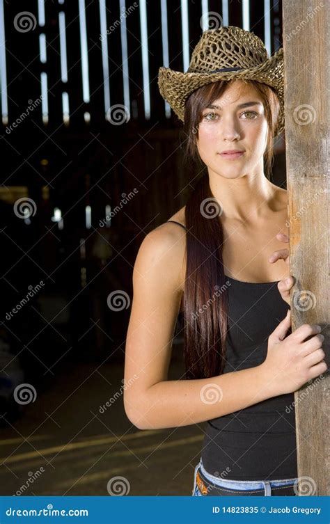 Cowgirl In Barn Doorway Stock Image Image Of Fall Boots