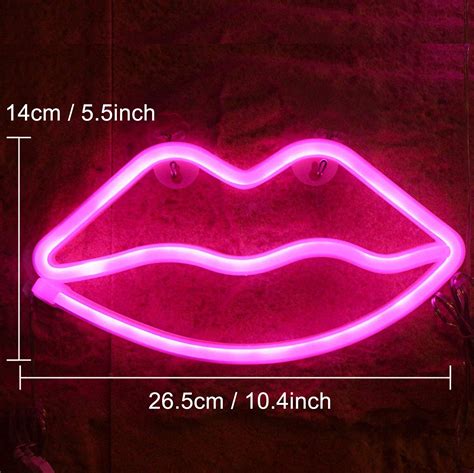 Xiyunte Neon Sign Lip Neon Light Sign For Wall Decor Battery Or Usb Powered Led Lip Light Pink