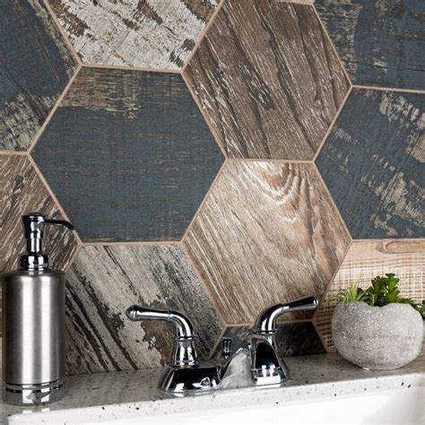 Elitetile Gaugin Hex X Porcelain Wood Look Wall Floor Tile