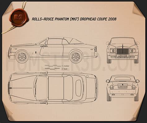 Rolls Royce Phantom Drophead Coupe 2008 Blueprint Hum3d