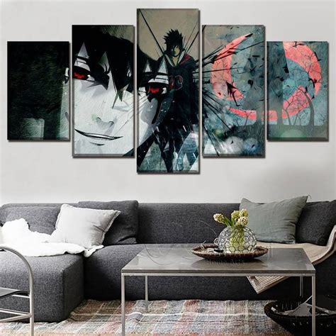 Canvas Printed Painting 5 Panel Anime Naruto Itachi Uchiha Sasuke