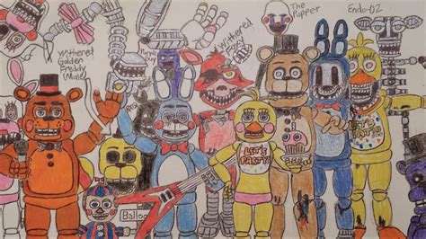 Fnaf Drawing Five Nights At Freddys 2 Withered Animatronics Toys