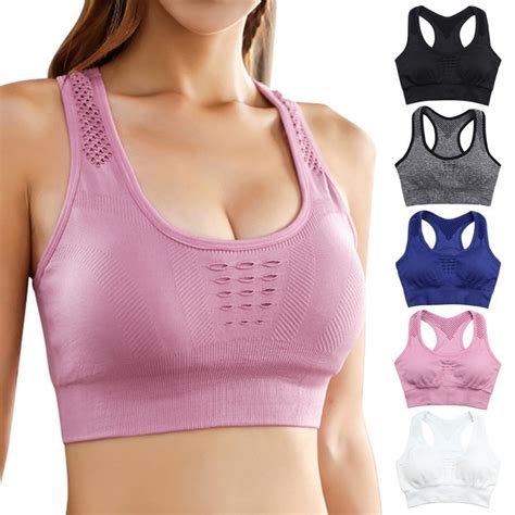 Women Sports Bra Hollow Out Back Beauty Shockproof Yoga Fitness Wire Free Push Up Comfort Bra