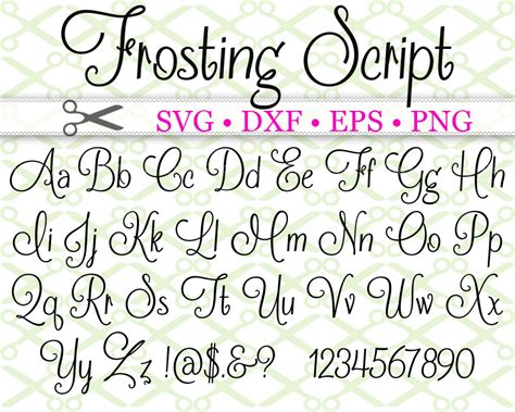 Frosting Script Font Svg Fil Cricut And Silhouette Files Svg Dxf Eps Png
