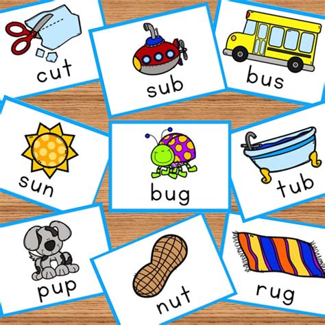 Short Vowel Word Cards With Pictures Flashcards And Worksheets