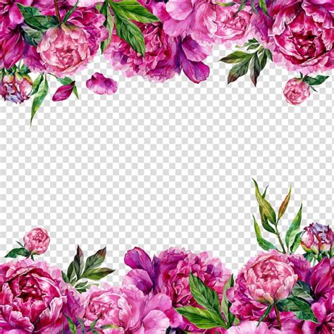 Wedding Invitation Flower Greeting Card Peony Flowers Border Pink