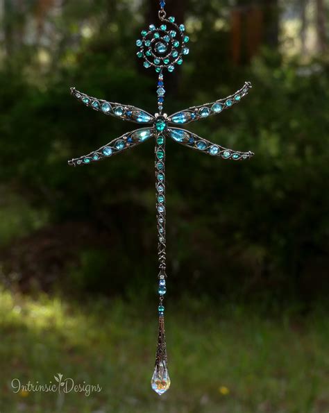 Swarovski Crystal Dragonfly Suncatcher In Ocean Blues Suncatchers