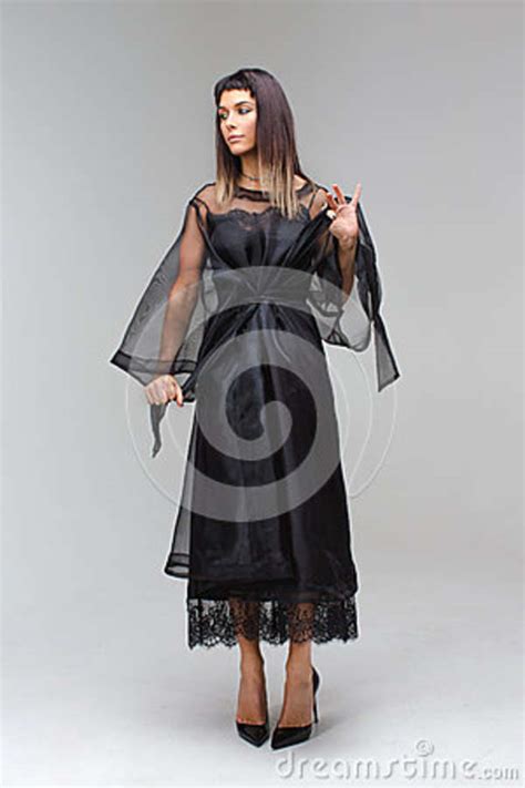 Vintage Black Dress Stock Photo Image Of Look Posing