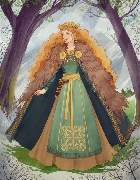 Norse Goddess Freyja Art By Helena Mischenko Norse Goddess Pagan