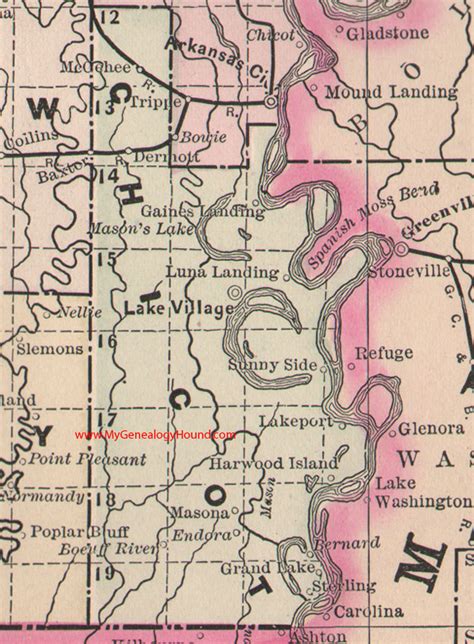 Chicot County Arkansas 1889 Map