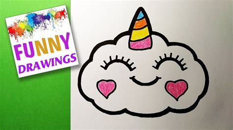 How To Draw A Cute Unicorn Cloud Super Easy Youtube