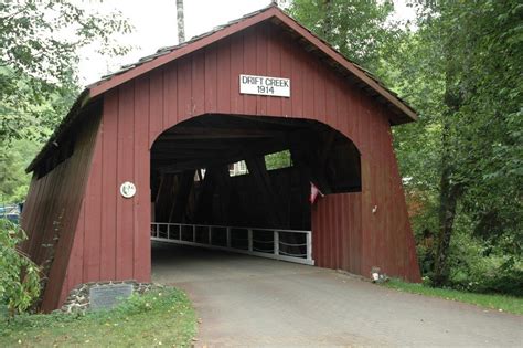 Drift Creek Covered Bridge In Lincoln County Red But Not Rusty