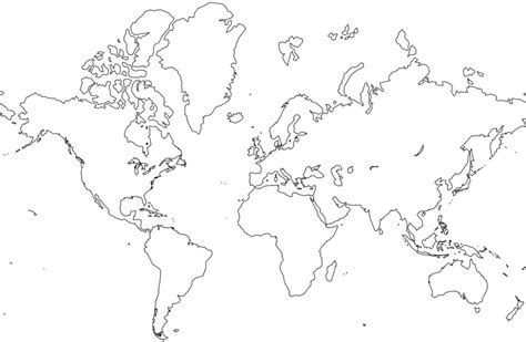 Large World Colorless Map Free Image Download
