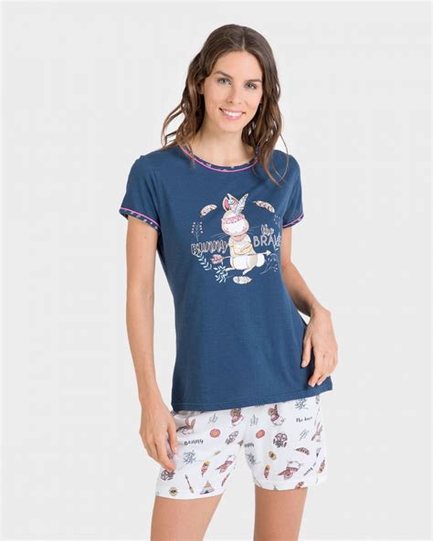 Pijama De Mujer 100 Algodón Manga Corta