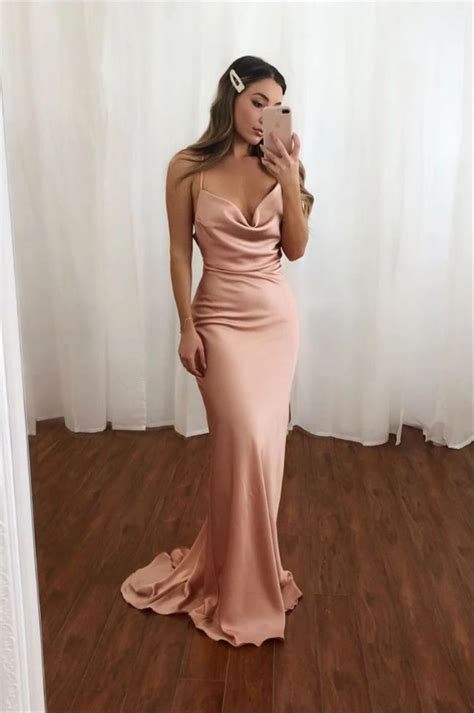 Pink Sweetheart Satin Mermaid Long Prom Dress Pink Evening Dress B165