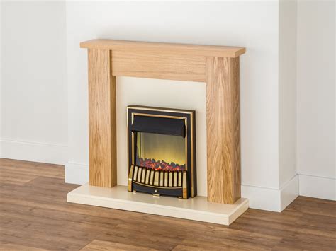 Adam New England Fireplace Suite In Oak With Elan Electric Fire In
