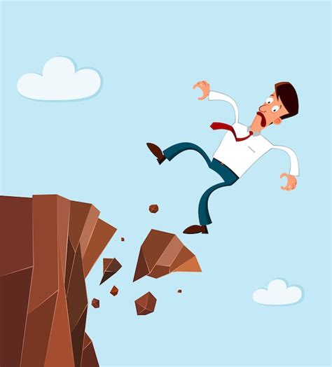 Premium Vector Businessman Falling From The Side Of Cliff