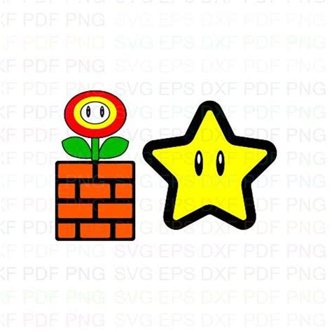 Super Mario Flower Power And Star Svg Dxf Eps Pdf Png Cricut Etsy